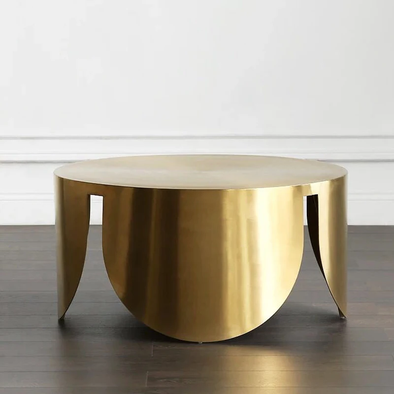 

Индивидуальный простой современный круглый чай из нержавеющей стали в скандинавском стиле, роскошный маленький семейный чайный столик для гостиной
