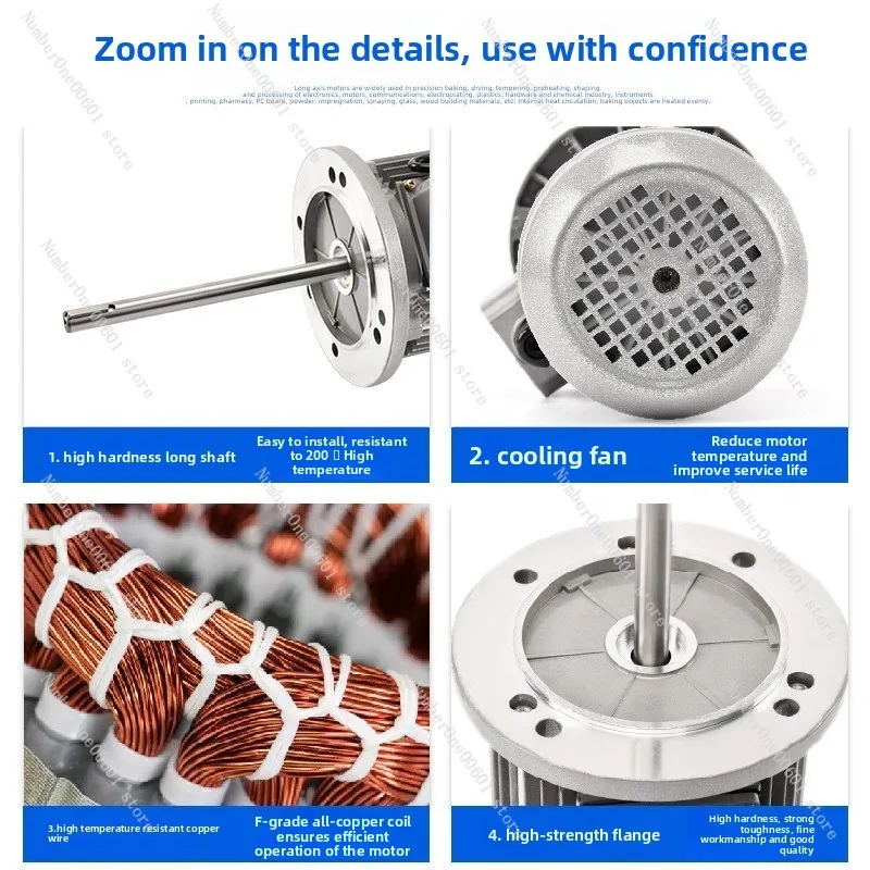 High Temperature Resistant Long Shaft Fan Motor Industrial Hot Air Circulation Blower Wheel for Oven and Boiler