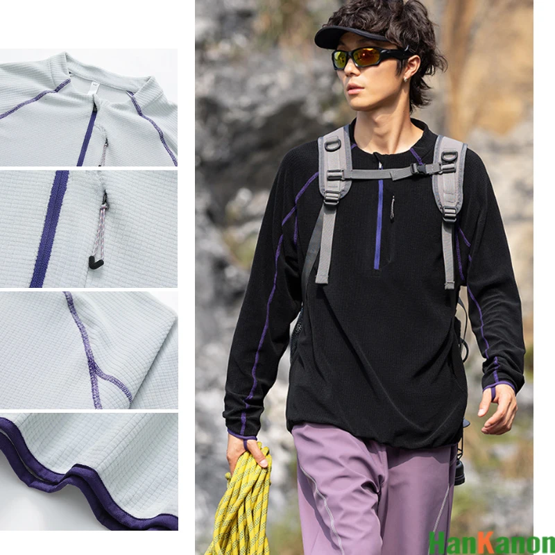 Outdoor Unisex Half-Zip Fleece-Lined Sweatshirt | Warmth-Fleece Long Sleeve Top for Men & Women
