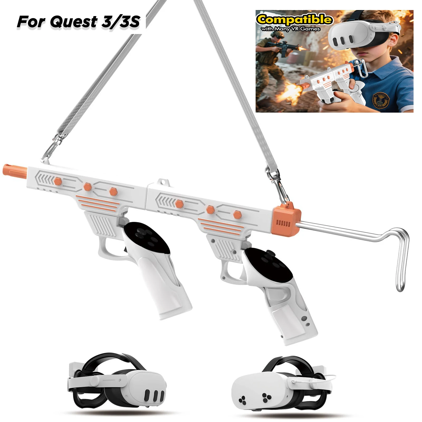 

VR Controller Grips Gun Stock For Meta Quest 3/Quest 3S VR Shooting Game Accessories Upgraded Enhanced Shooter Gaming Experience