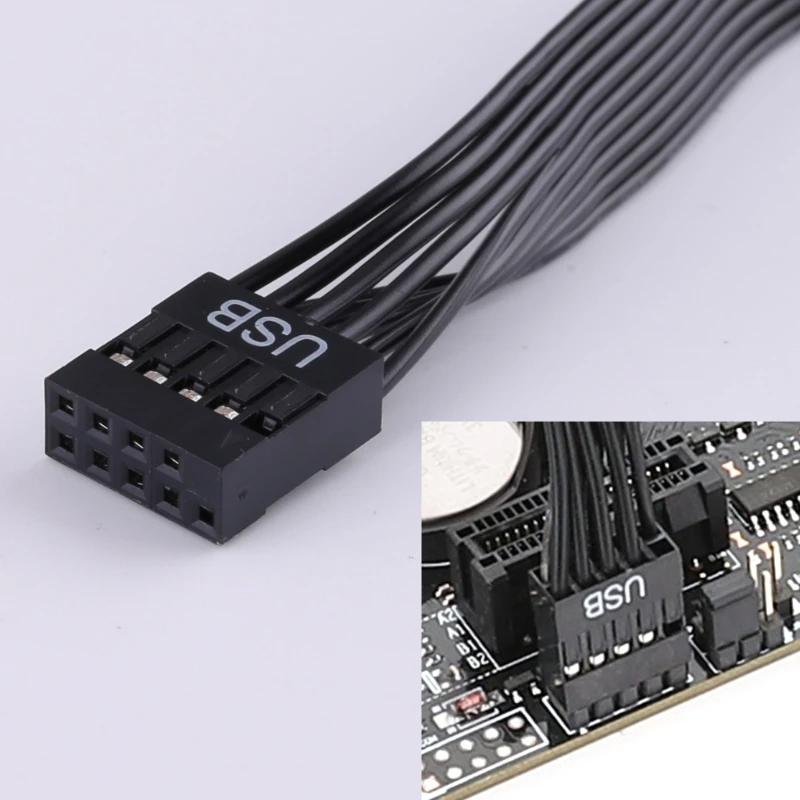 

F3KE USB2.0 9pin Header Computer Motherboard Front 9P Extension Cable Male To Female Connection Flat Cable (20cm/30cm/50cm)