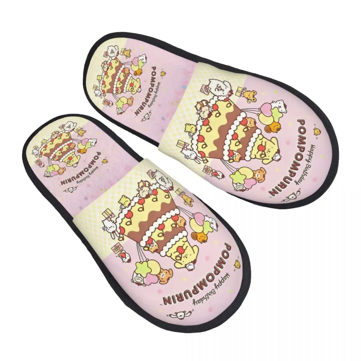 

Пользовательские тапочки Sanrio Pompompurin с героями мультфильмов для женщин в отеле, милые домашние тапочки в стиле аниме с днем рождения