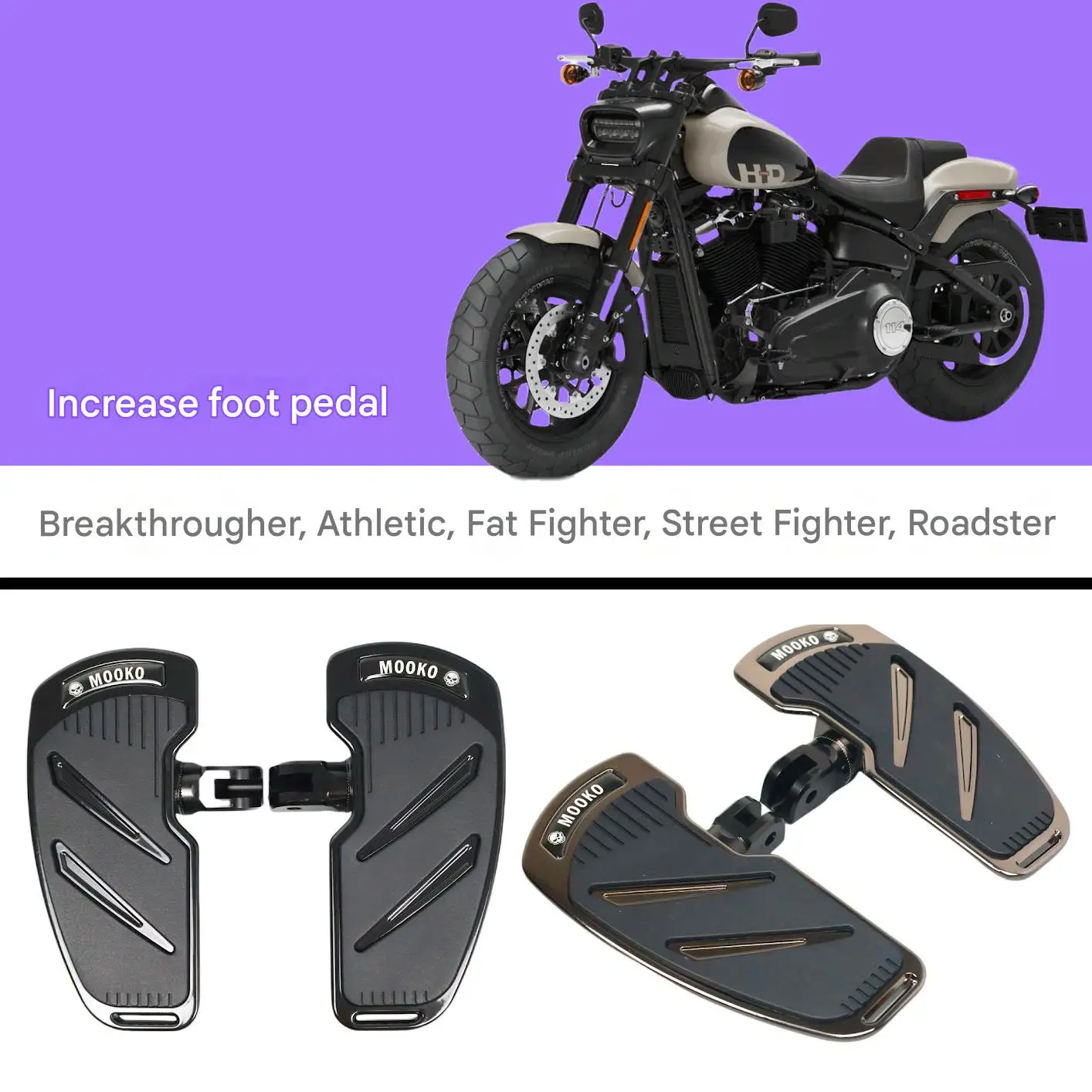 For Breakout/Sportster S modification accessories - enlarged footrests can be installed without any damage