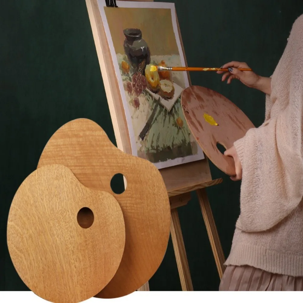 Практичная палитра цветных масляных красок, овальная/квадратная 4-размерная доска для смешивания цветов, деревянный держатель для большого пальца, поднос для краски художника для детей