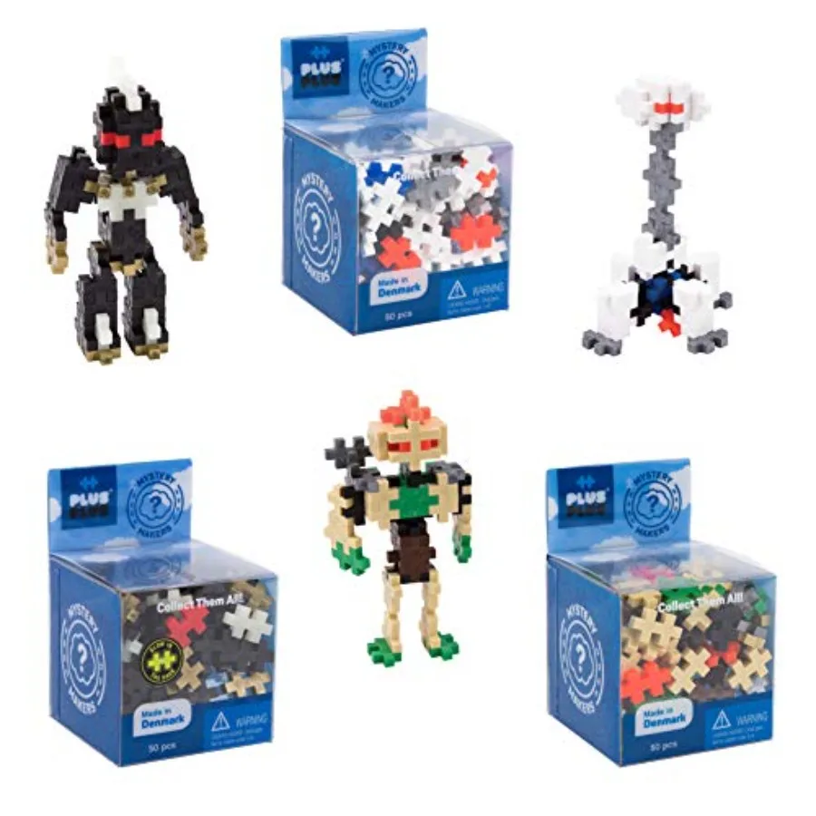 

Set of 3 Mystery Makers - Robots, Bundle 1 - Construction Building Stem Toy, Interlocking Mini Puzzle Blocks for