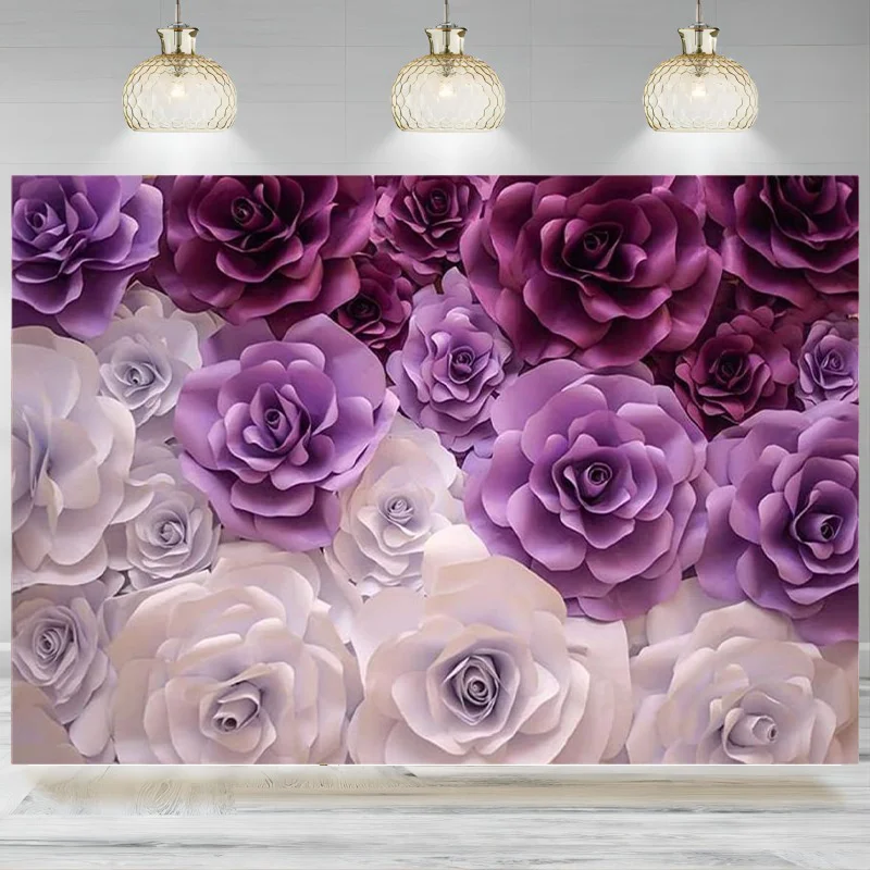 Rose Flower Photography Backgrund Floral Girl Birthday Backdrop Wedding Bridal Shower Party Banner Decoration Photo Studio