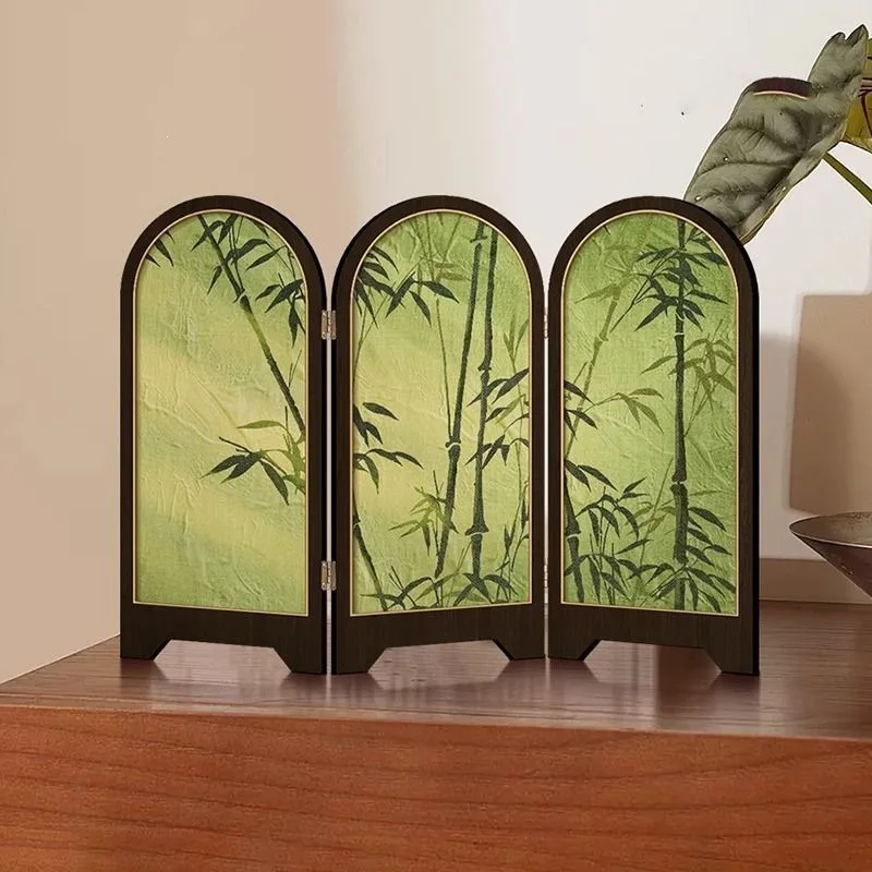 30x22cm Folding Screen Desktop Decoration Painting, Retro Entryway Cabinet Tea Table Decoration. Art Living Room Display