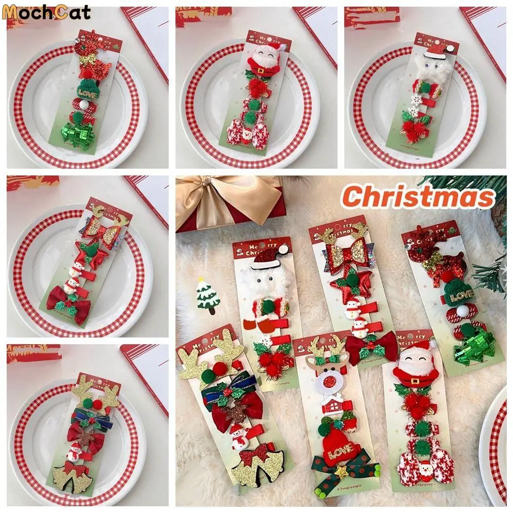 

Merry Christmas Decor Christmas Hairpin Set Sequin Deer Horn Children Antler Hair Clip Plush Duckbill Clip Cloth