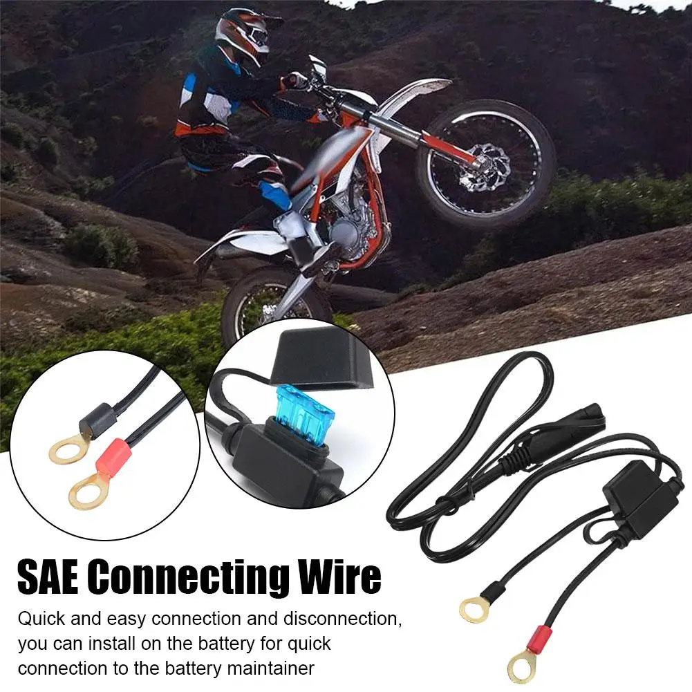 18AWG SAE Quick Disconnect To O Terminal Harness Connecter with 15A Fuse for Battery Charger Cable Connector F7Q2