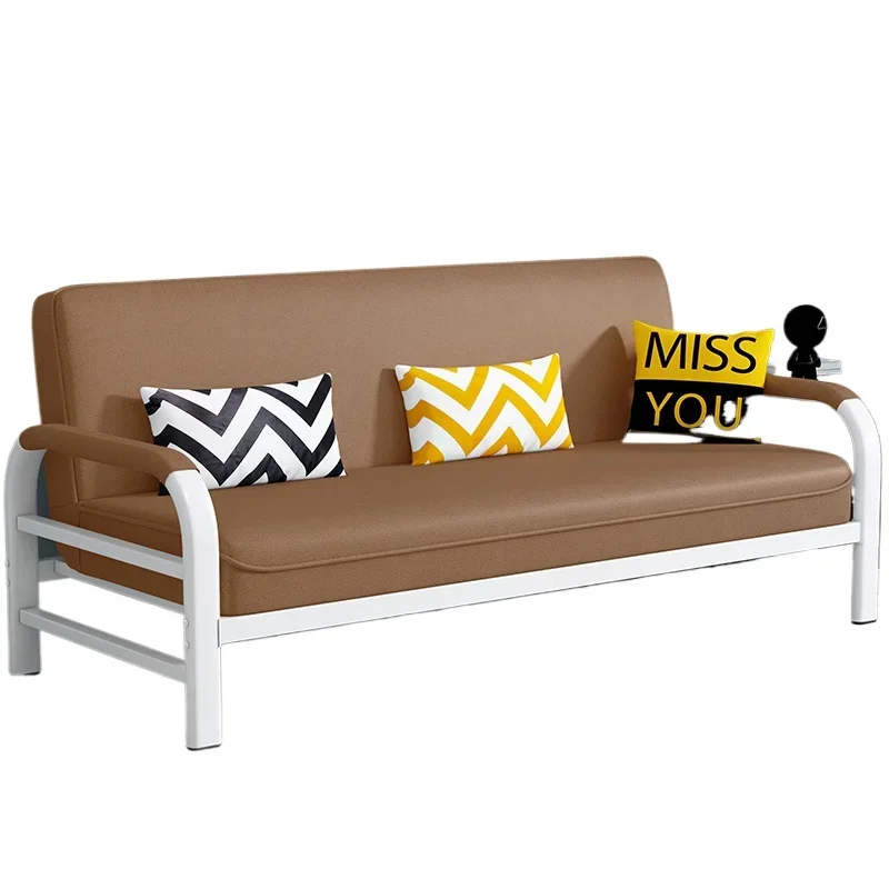 

Folding sofa bed, dual-purpose small apartment, multi-functional living room, bedroom, simple wrought iron rental room, single