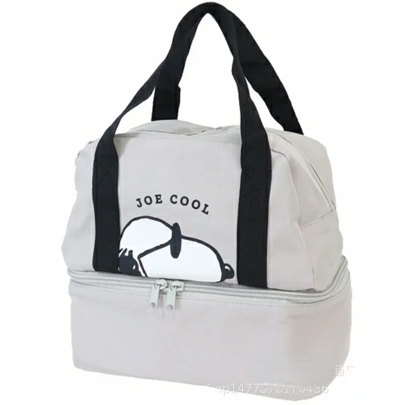 Snoopy Lunch Bag Fresh Cooler Anime Insulated Double Layer Tote Bags Women Cute Cartoon School Office Food Bento Shoulder Bag