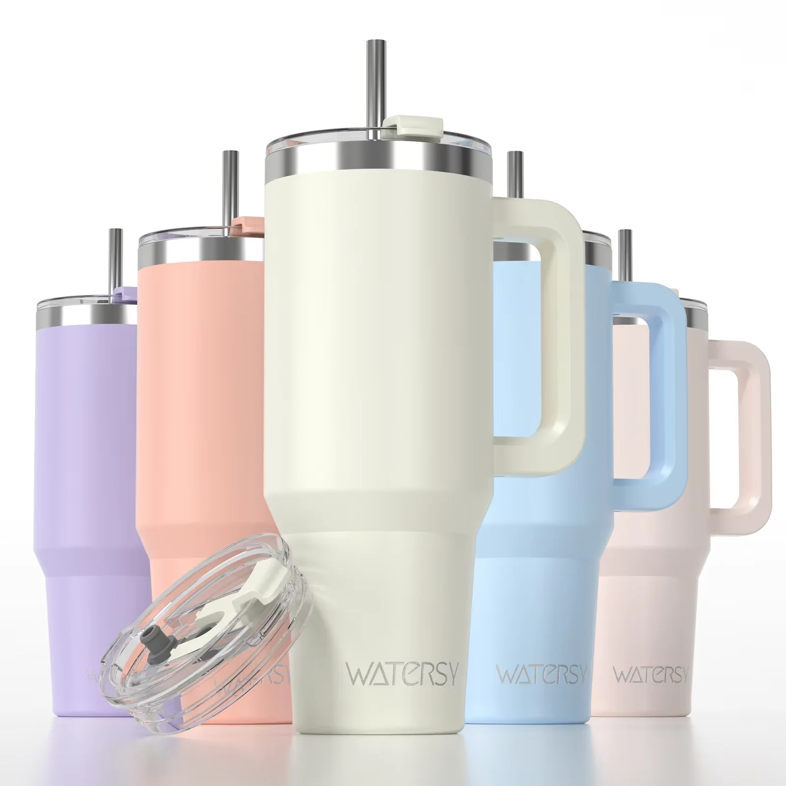 كوب ماء 20 أونصة/591 مل بمقبض، كوب معزول مانع للتسرب، مكنسة كهربائية من الفولاذ المقاوم للصدأ للقهوة، للسيارة والسفر