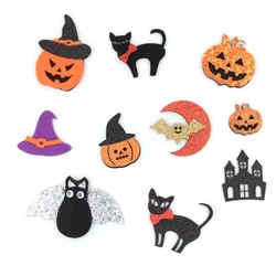 20pcs/lot Kawaii Glitter Halloween Series Patch Creative Felt Fabric Accessories Halloween Headdress Decoration Material