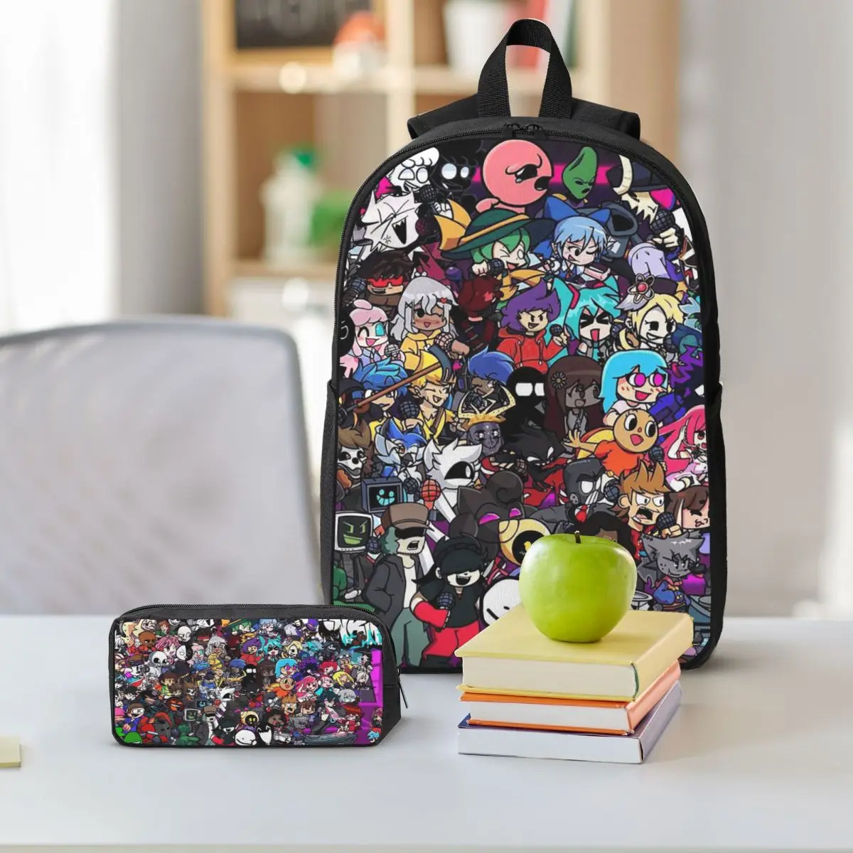 FNF Bad Time Trio Friday Night Funkin Game Backpack BookBag School Bag Shoulder Bags 3ps Insulated Lunch Bag Pencil Case
