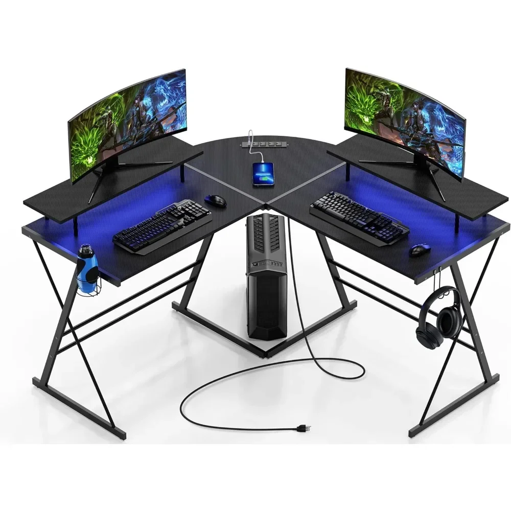 Gaming Desk, L Shaped Computer Corner Desk, 53