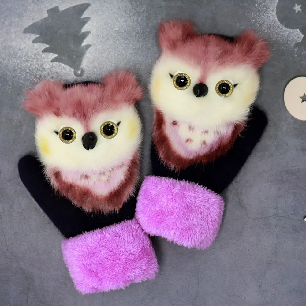 New Fleece Lined Warm Winter Gloves Thickened Animal Pattern Gloves Korean Style Animal Gloves Accessories