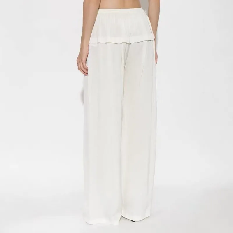 Women's Ruffled Wide-Leg Pants, Classic Drawstring Waist Casual Pants, High-Quality Versatile Straight-Leg Pants, 2026, New y2k