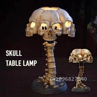 Skull Table Lamp Skeleton Horror 3D Statue Creative Party Night Prop Decoration Halloween Light Atmosphere Ornament Lamp Home