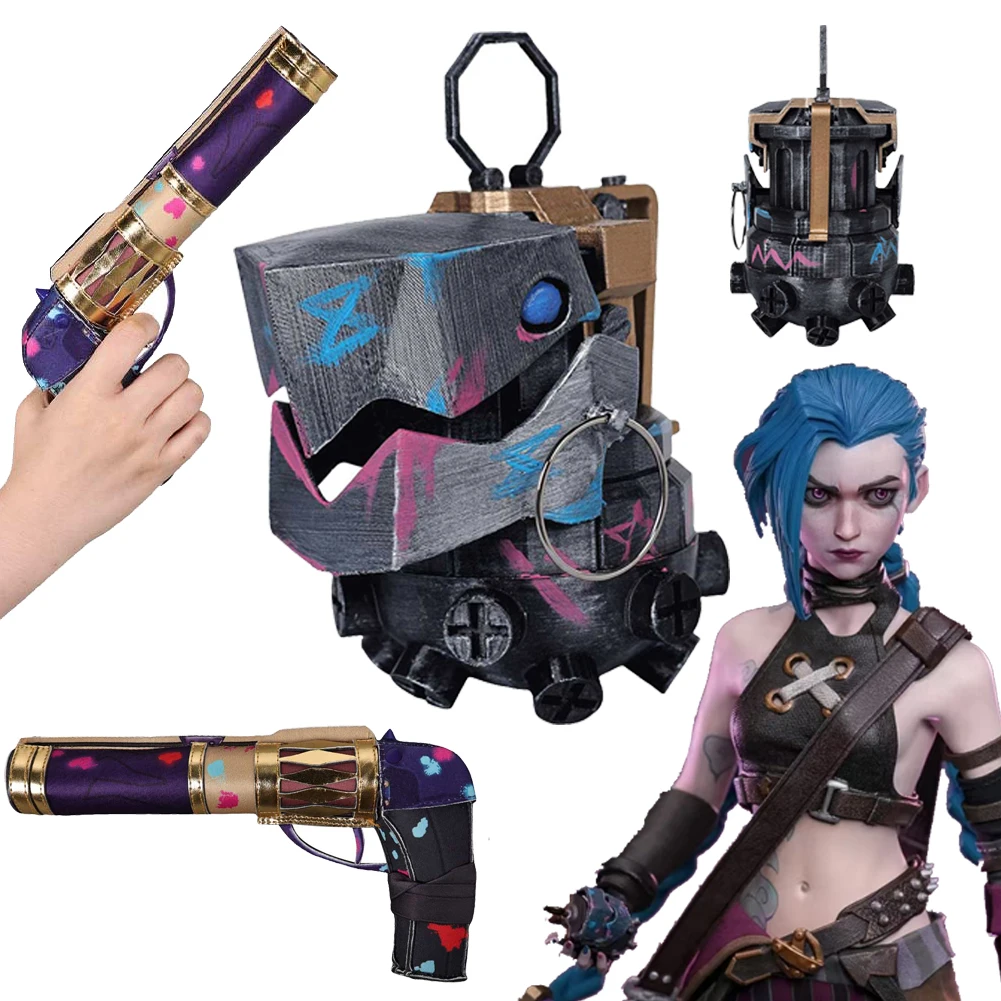 Arcane LoL Jinx Gun Cosplay Jinx Shark Weapon Fantasia Finger Cots Costume Accessories Disguise Adult Halloween Carnival Prop