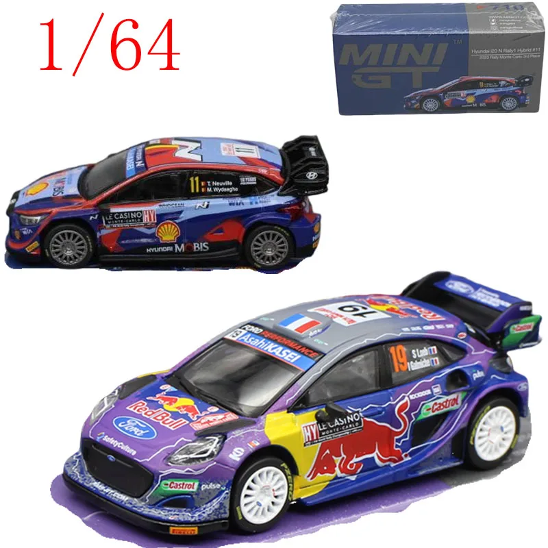 

‌Mini GT Diecast 1:64 Scale Ford Puma Rally1 19# 2022 Rally and‌ Hyundai I20 N Rally1 11# 2023 Monte Carlo Rally Alloy Car Model