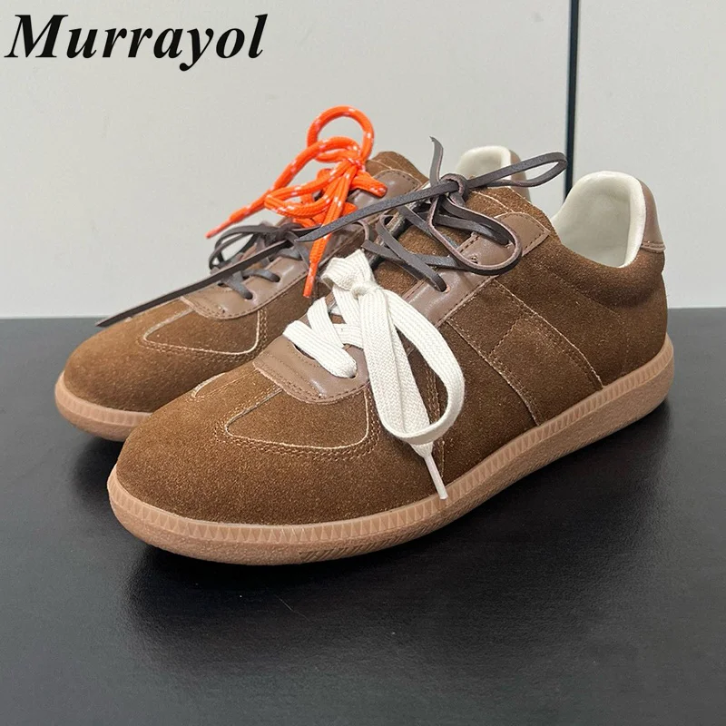 

New Retro Versatile Lace-up Casual Shoes Cow Suede Splicing Flat Shoes Four Seasons Sneakers Outwear Walking Shoes Unisex