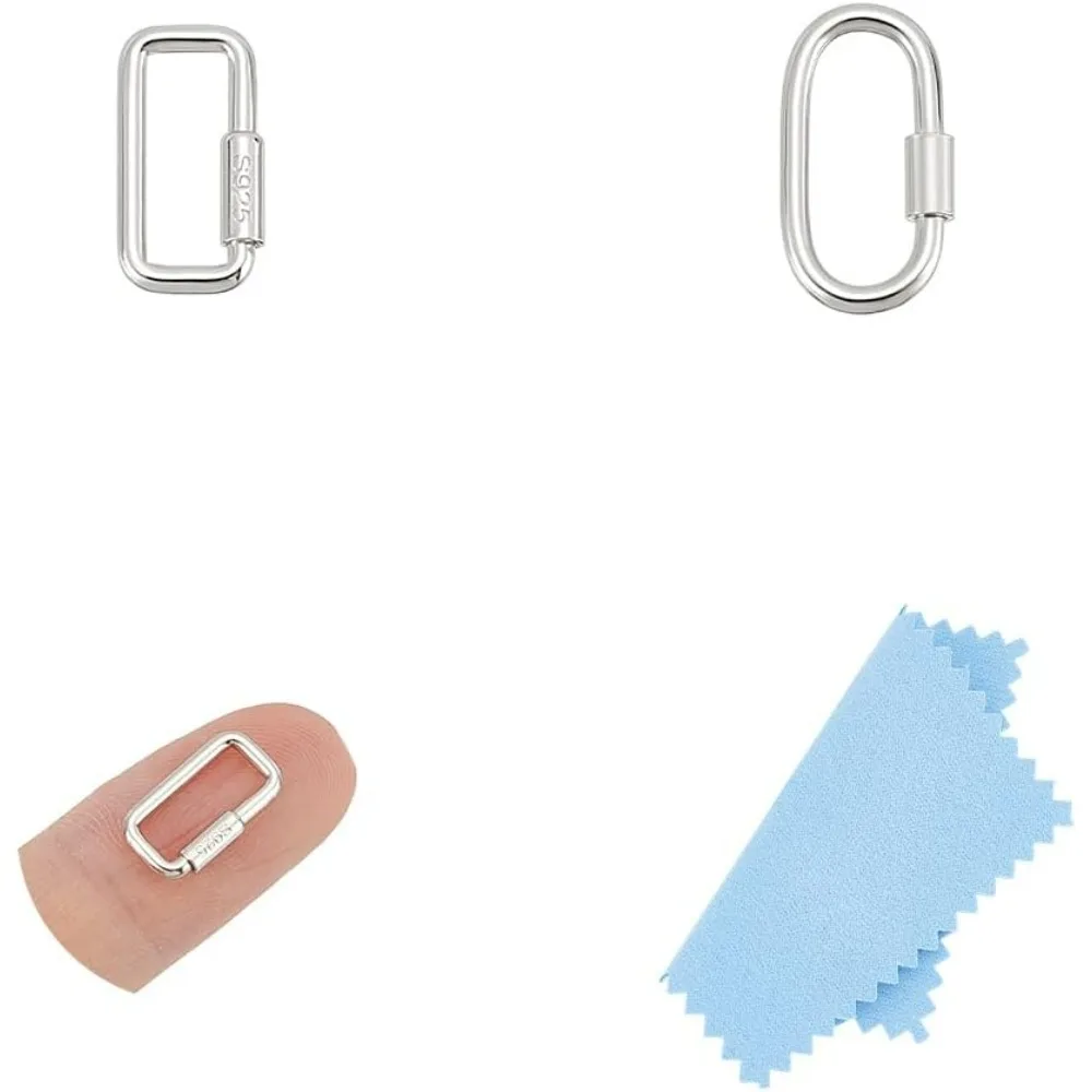 

2 шт., стерлингового серебра 925 пробы, карабинная застежка, овальный винт, карабин, замок, винт, зажим, застежки, застежка-карабин, металлический брелок, комплект