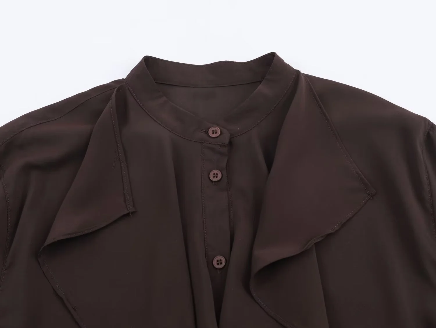 2025 hiver nouveau femmes décontracté mode Simple fluide ample col à volants à manches longues boutonné petit haut