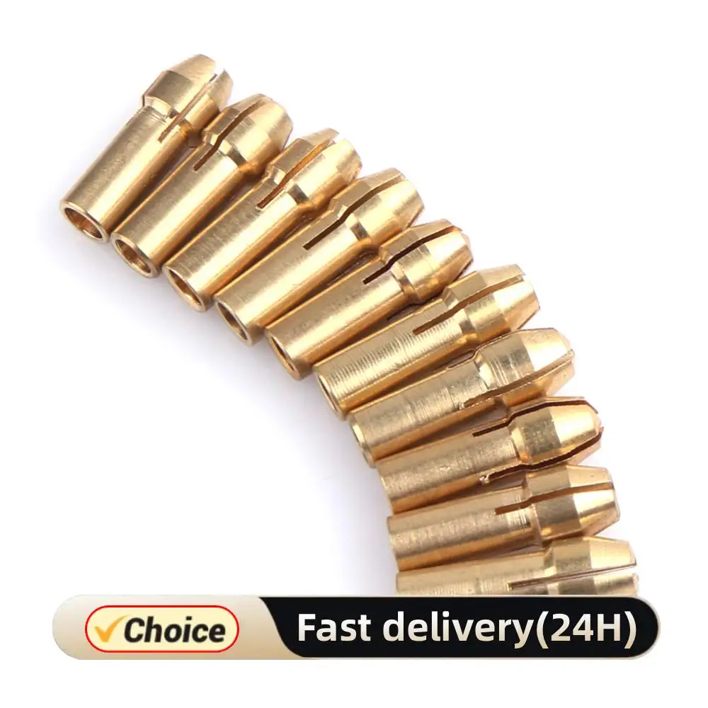 

10 шт., мини-латунные цанговые патроны, аксессуары, практичные мини-сверлильные патроны, латунные патроны, адаптер для спиральной дрели, шлифовальный вал двигателя