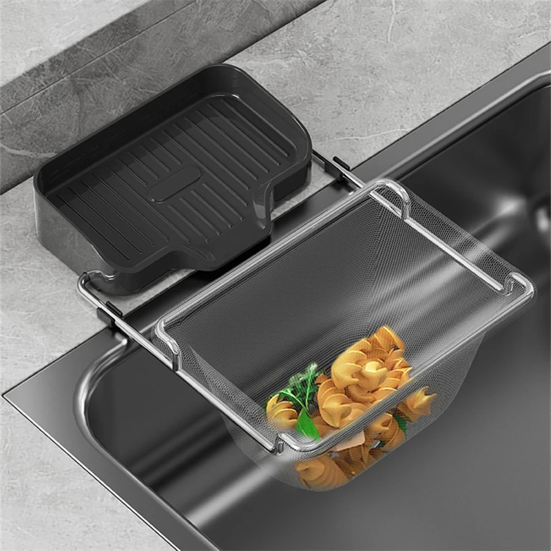 Kitchen Triangular Sink Filter Leftovers Garbage Strainer Mesh Drain Basket Suction Cup Trash Bags Storage Rack Home Gadgets