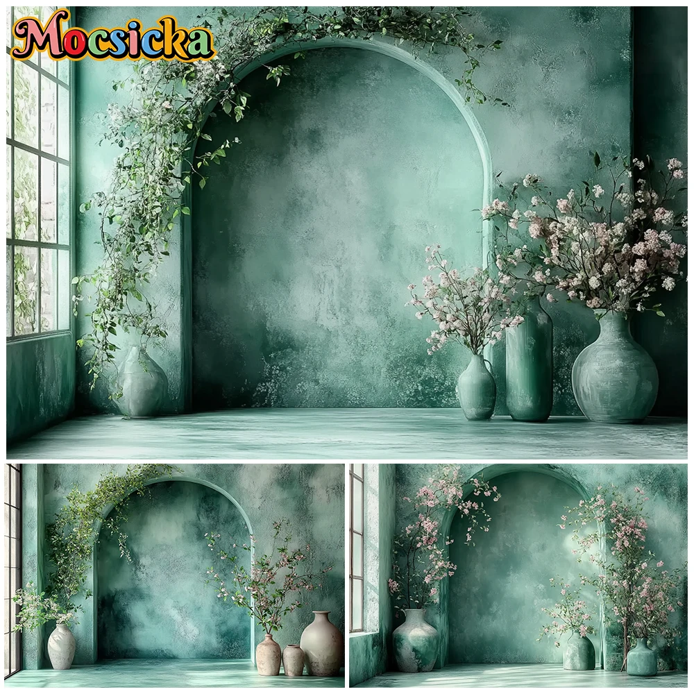 

Mocsicka Green Photography Wall Background Spring Abstract Art Decorations Adult Child Portrait Backdrops Photo Studio Wallpaper