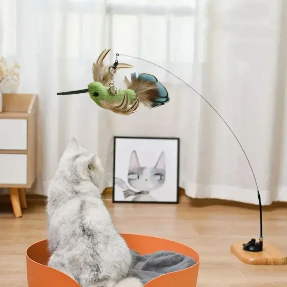 Colorful Simulated Bird Cat Stick Head Suction Cup Teaser Toy Plush Cat Teaser Stick Replacement Head Cat Teaser Stick