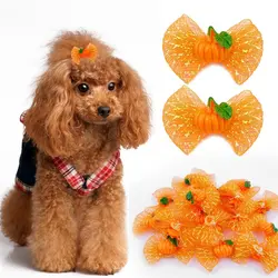 50pcs Fall/Autumn/Thanksgiving Pet Dogs Hair Bows Dog Pumpkin Bowknot Bows Hair Accessories Dog Grooming Pet Products