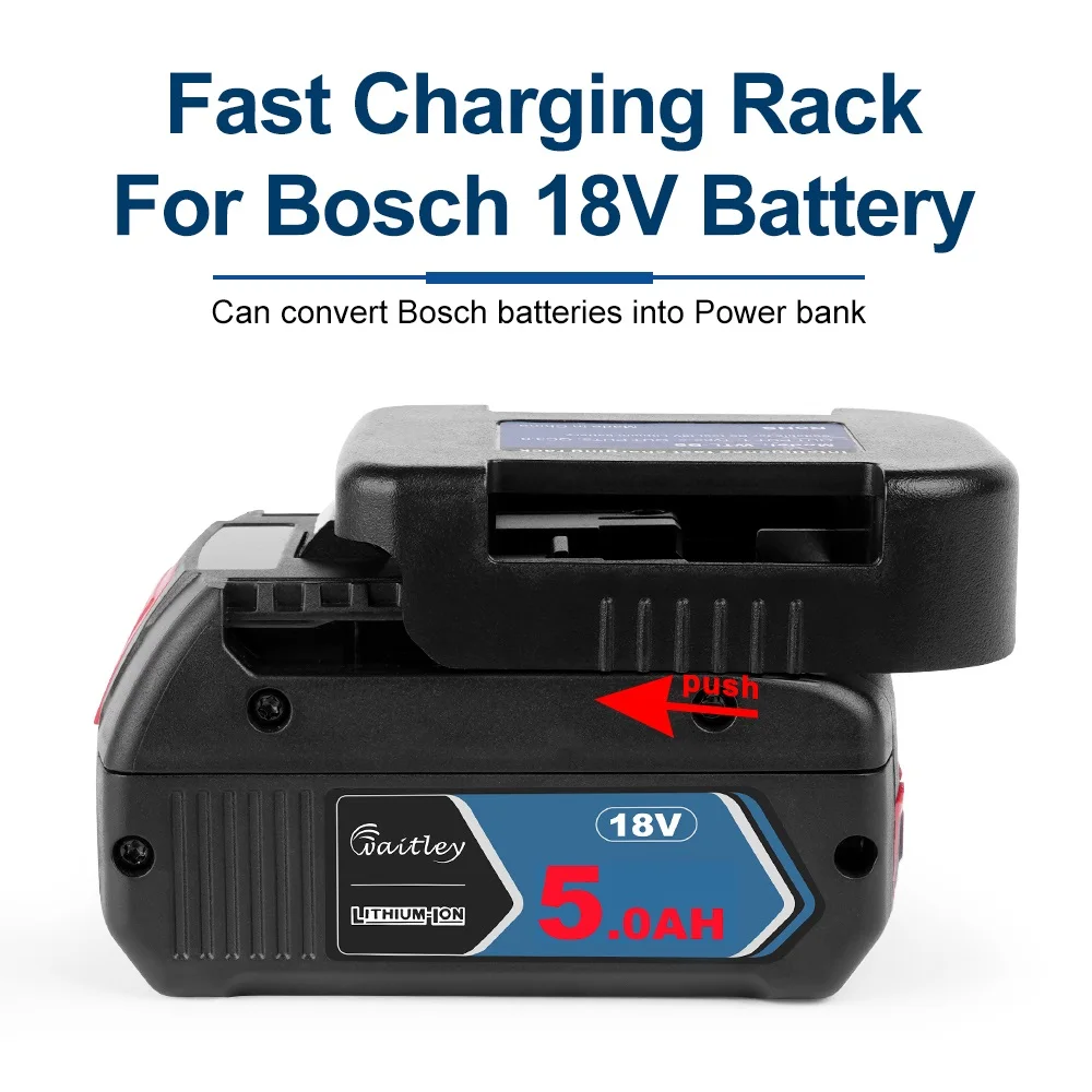 Adapter for BOSCH 18V battery with dual output Convert to power bank fast charging Portable rack batteries converter