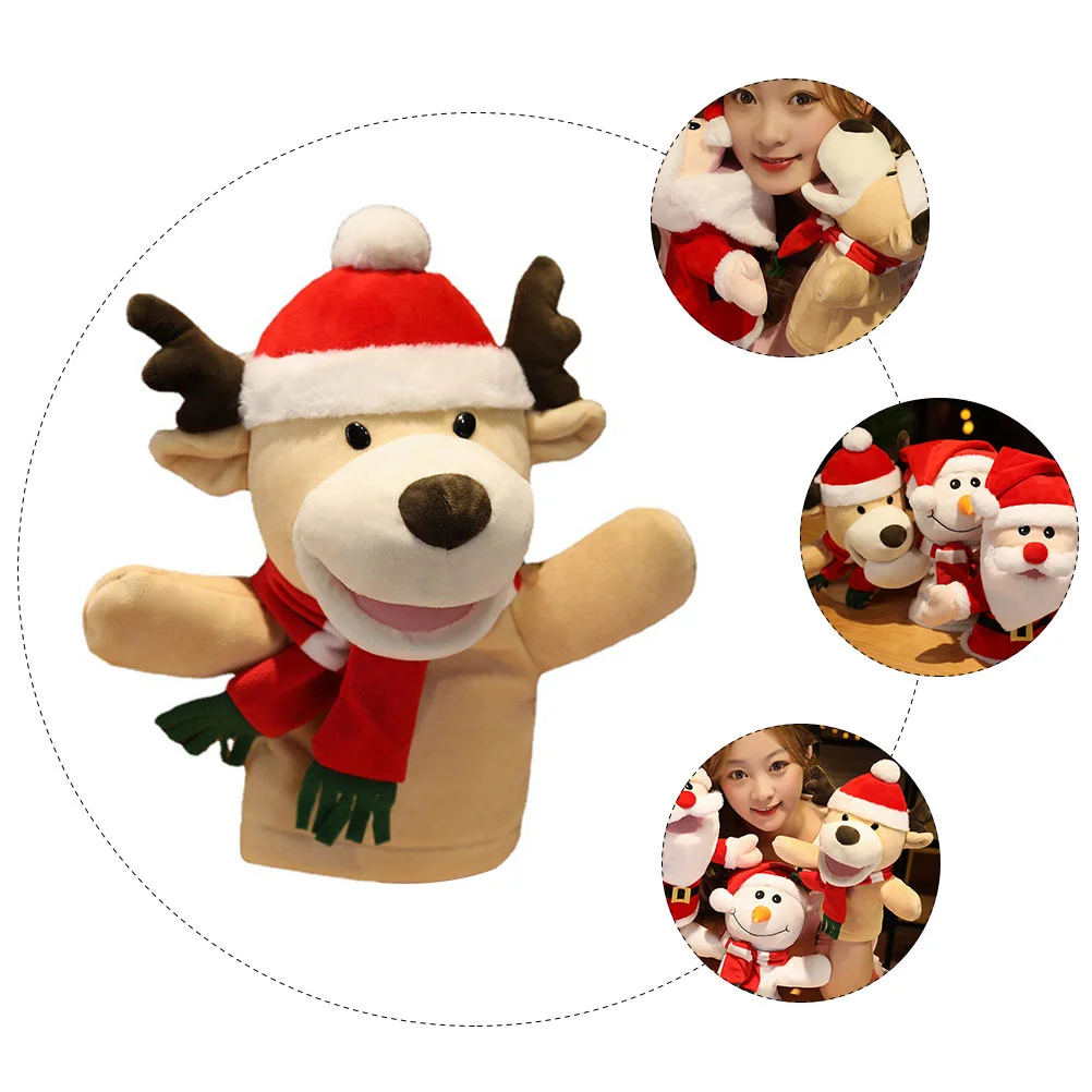 Animal Santa Hand Puppet Deerlet Toy Mini Finger Delicate Lovely Christmas Toys Claus Plush Plaything Child