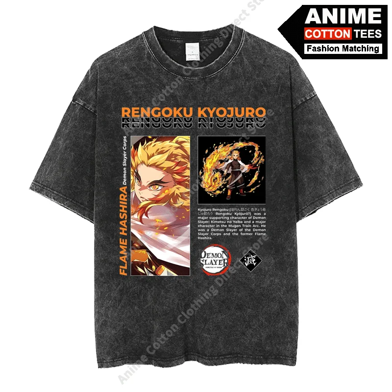 

Anime Demon Slayer - Rengoku Kyoujurou Print T-shirt y2k Harajuku Street Men Women Casual Short Sleeve Cotton Retro Loose Tees