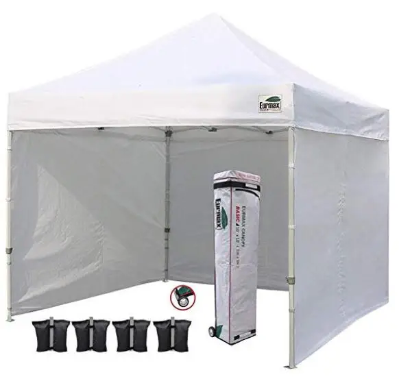3x3M Outdoor Aluminum Frame Pop up Canopy Tent with 4Pcs Sidewalls Foldable Single Layer Waterproof Anti-UV All Seasons