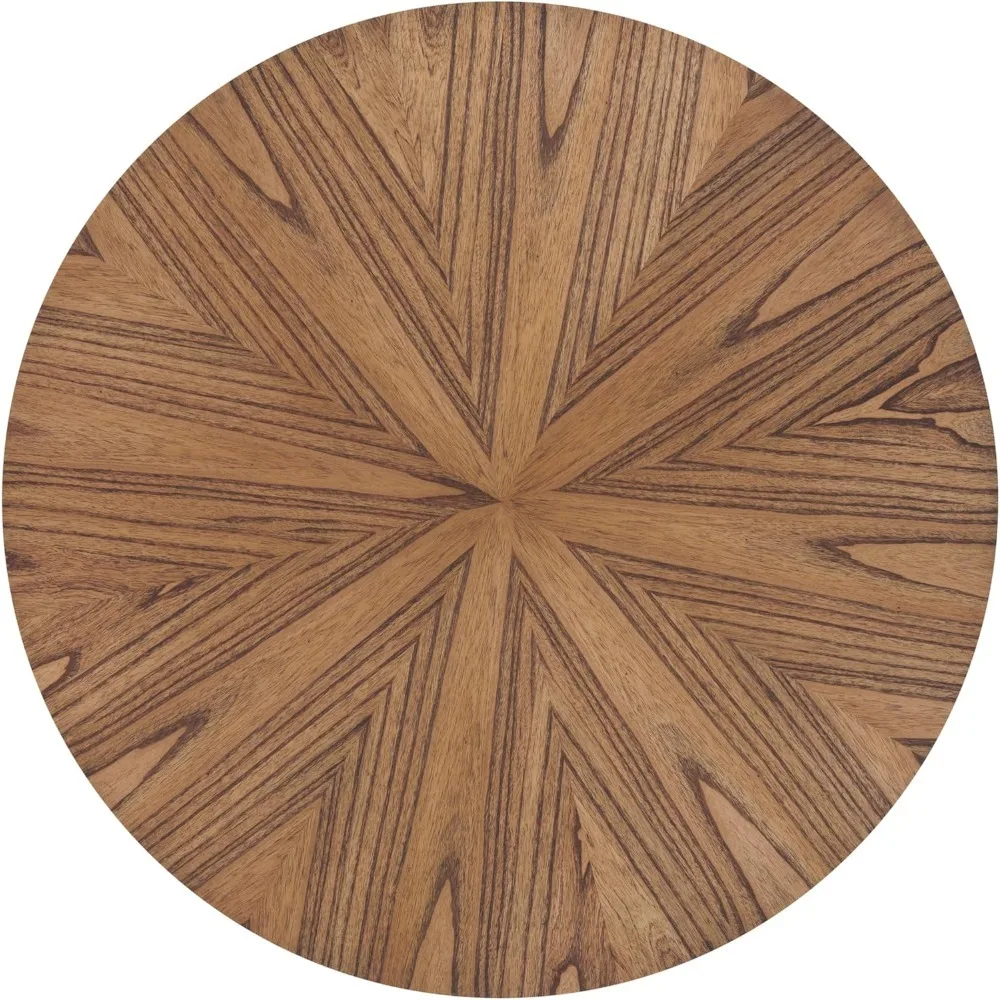 Round Wood Brown Living Room Coffee Table With Storage Shelf,Coffee Table