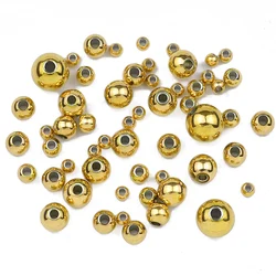 20-50pcs Stainless steel Round Beads Plated Gold Silver Color 3 4 6 8mm Loose Beads for Jewelry Bracelet Making DIY Materials