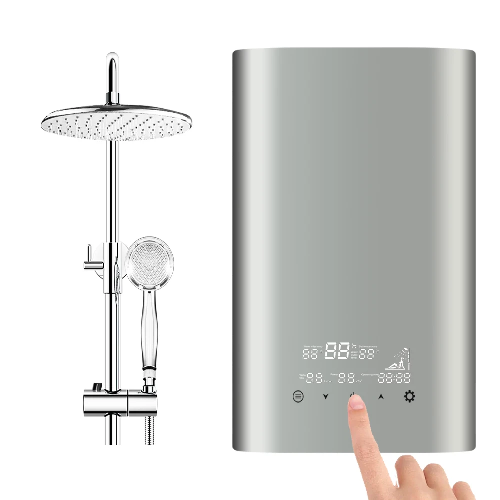 

High efficiency instant water heater 220V tankless electric IPX4 adjustable power digital water temperature detection
