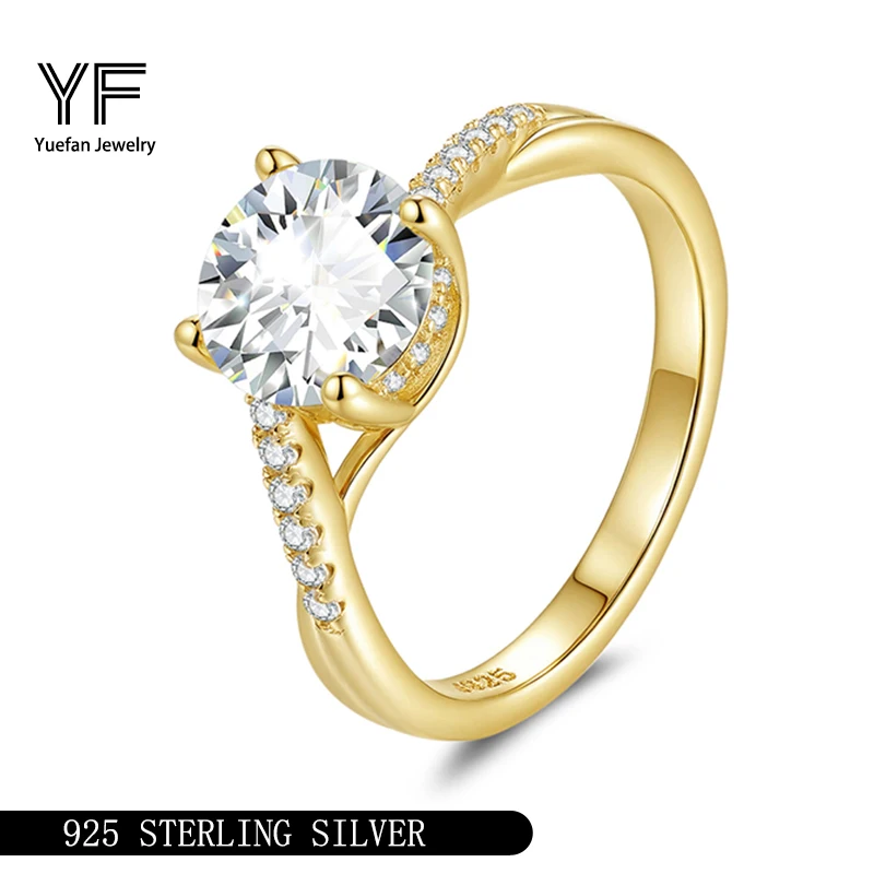 

Новые кольца женские из стерлингового серебра 925 пробы с покрытием из 18-каратного золота ювелирные изделия 6,5 мм круглый муассанит D VVS1 обручальное милое обручальное кольцо