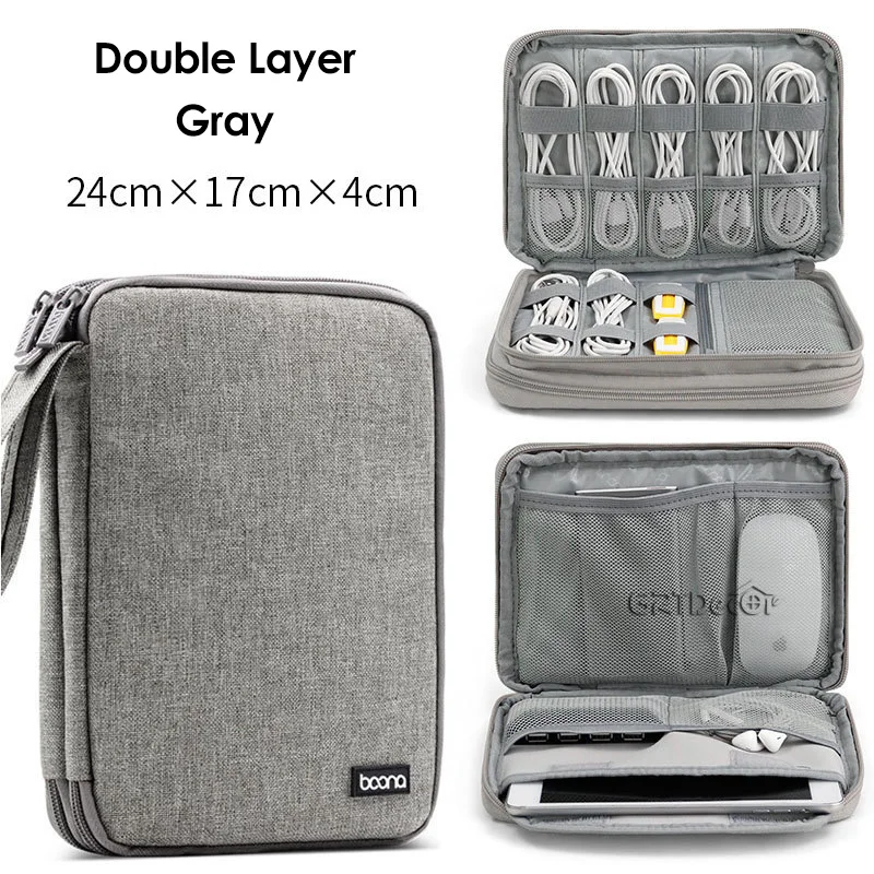 Large Capacity Data Cable Storage Bag Travel Electronics Accessories Organizer Pouch for HDD Adapter Memory Card Digital Gadgets
