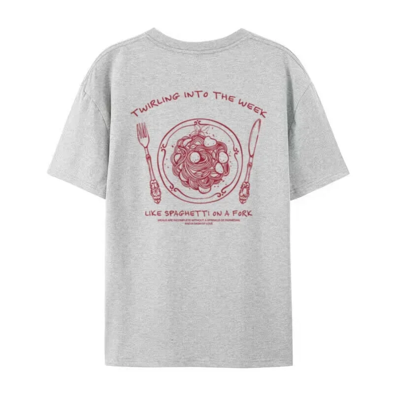 Camiseta con estampado de espalda de espagueti para mujer, camisetas con citas divertidas, camiseta Vintage para amantes de las Pasta, Top de manga corta Unisex de comida italiana bonita