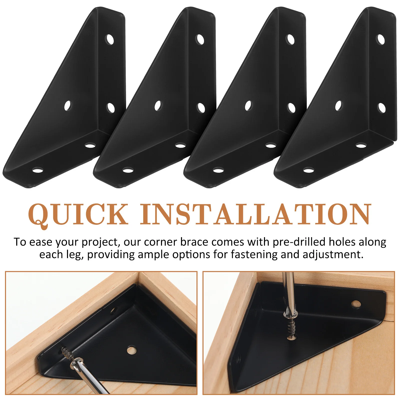 10 قطعة بين قوسين الرف المثلث عالية القوة دعامة زاوية معدنية تركيب سريع لمشاريع النجارة ذاتية الصنع دعامة زاوية