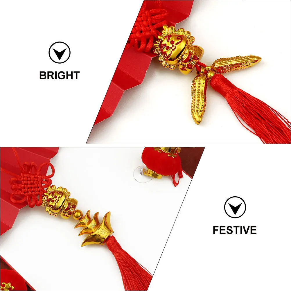 

5Pcs Chinese Style Dragon Car Pendant Lucky Tassel Hanging New Year Decoration Festival Pendant Spring Celebration Decor