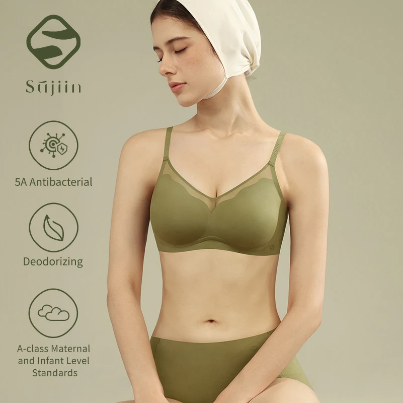 SUJIIN damski biustonosz bezszwowy Push Up damski bezprzewodowy codzienny biustonosz podtrzymujący dla kobiet cienki, oddychający biustonosz Bralette Woman MX228