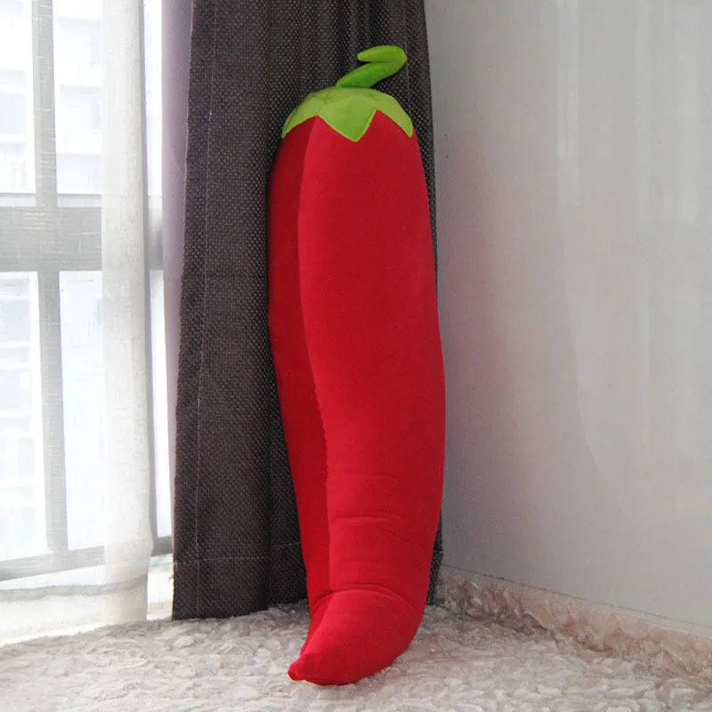 80cm Big Vegetable Red Chili Plush Toy Soft Simulation Hot Pepper Doll Sofa Decoration Gift