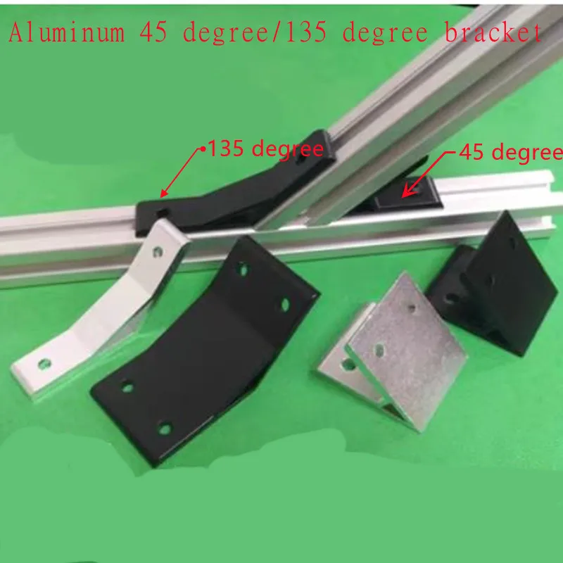 1-2pcs 135 degree Corner Angle Bracket Connection Joint for 2020/30/40/45/60 series Aluminum Profile,Silvery or Black