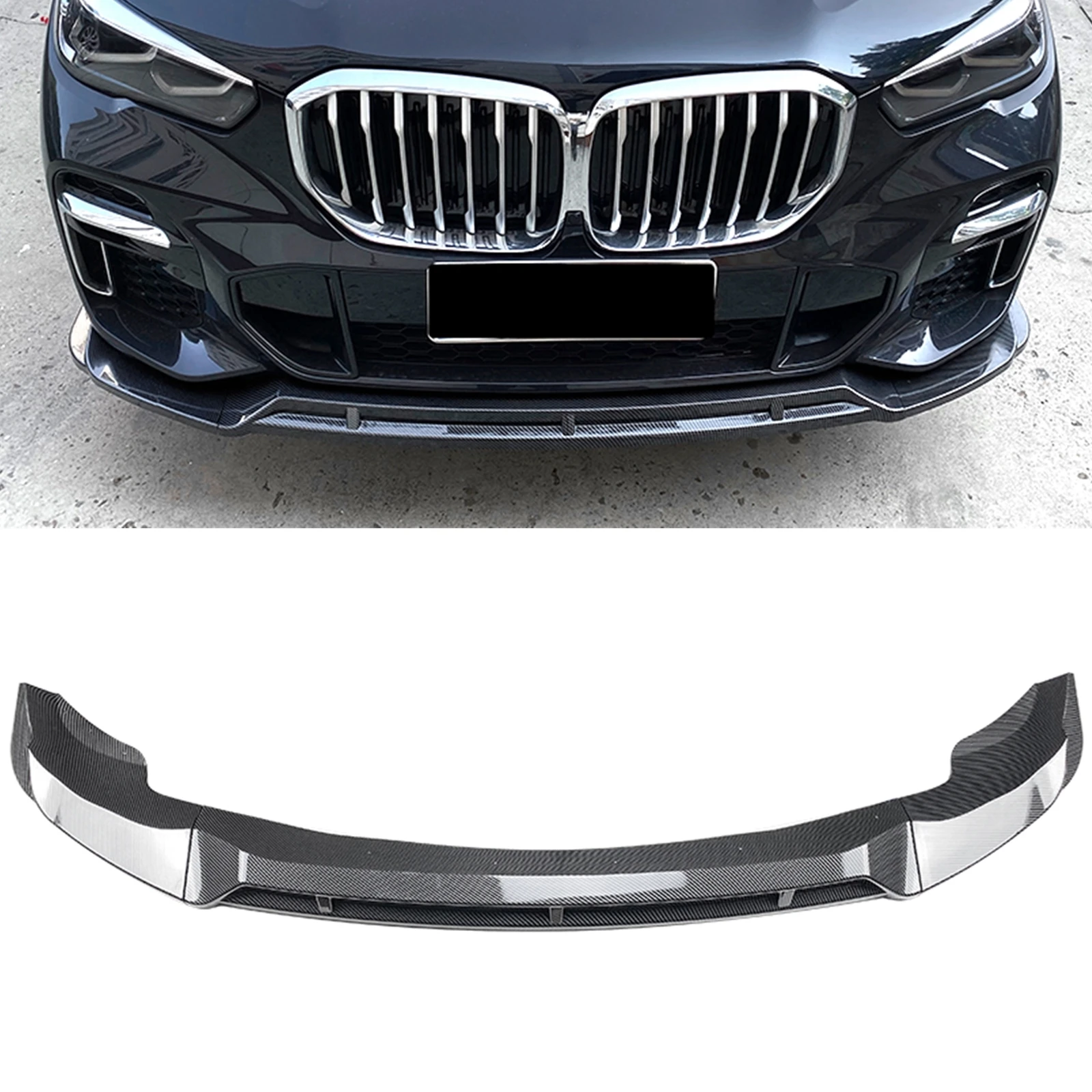 

Front Bumper Spoiler Splitter Lip For BMW X5 G05 M Sport 2019 2020 2021 2022 2023 Carbon Fiber Look/Gloss Black Protector Blade