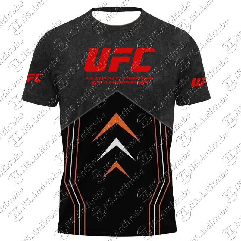 

Men's UFC T-Shirts Sports Fitness Sportswear Quick-Drying Gradient Short Sleeve Tops Outdoor Boxing Training Running Men Clothes