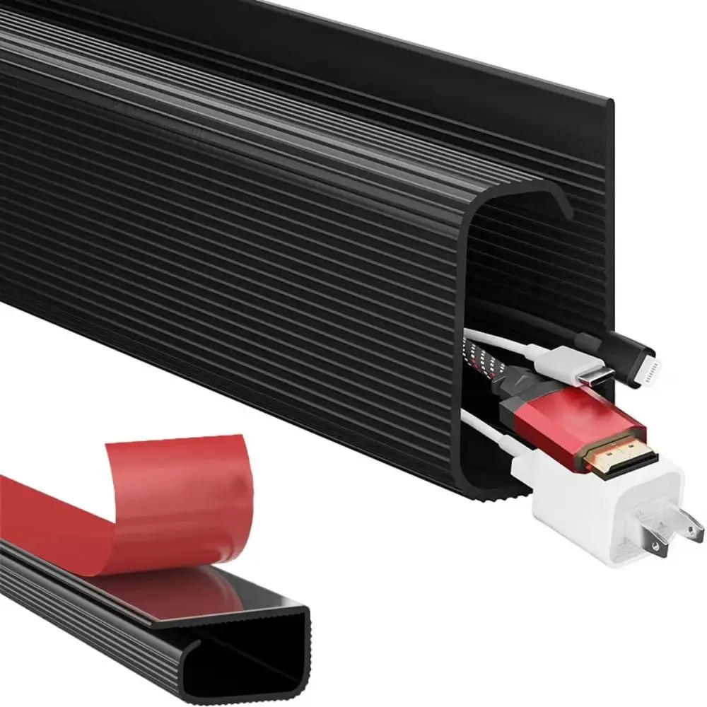 Durable 40cm Desk Cable Tray Self-Adhesive PVC Cable Organizer No Drilling Cable Protecter for Home Office Wire Organizer